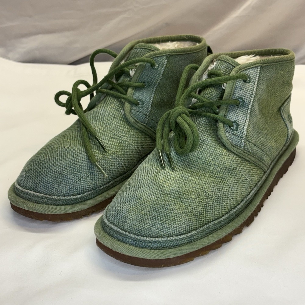 Ugg Neumel Natural Leaf Green Wool Lined Chukka Boots Mens US 11 Hemp Gum Sole - Picture 14 of 15